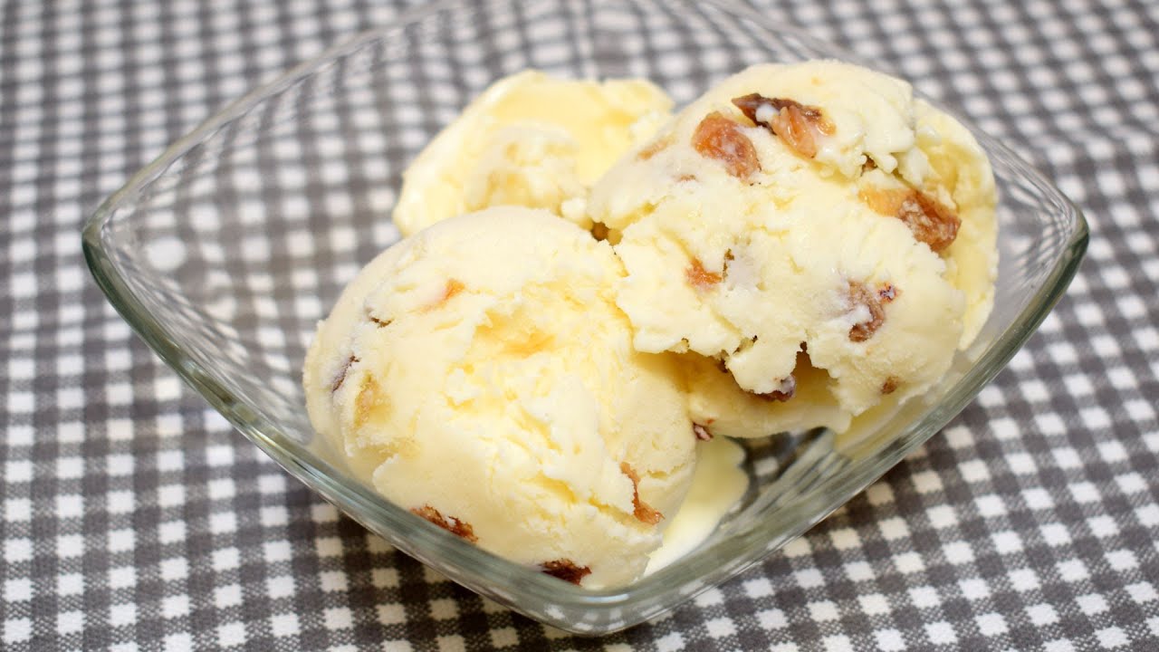 GELATO MALAGA - gelato alla crema, rum e uvetta fatto in casa senza gelatiera