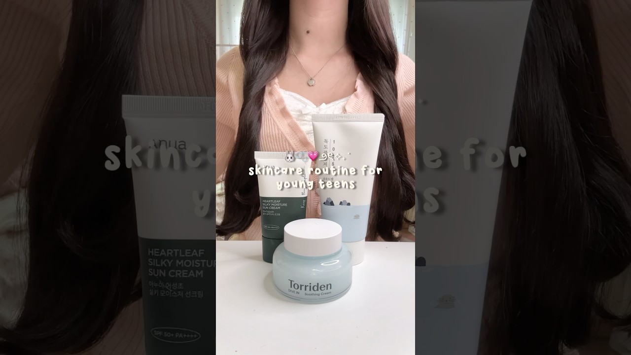 simple skincare routine for teens 🫧💗 #shorts #skincare #skincareroutine #skincaretips #wonyoungism