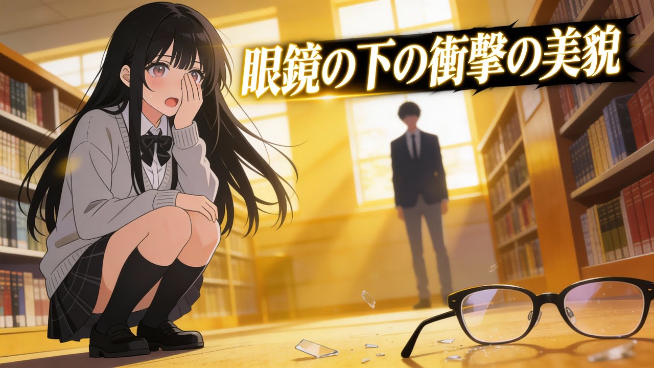 【衝撃】地味な図書委員の眼鏡を外したら…想像を絶する美少女だった