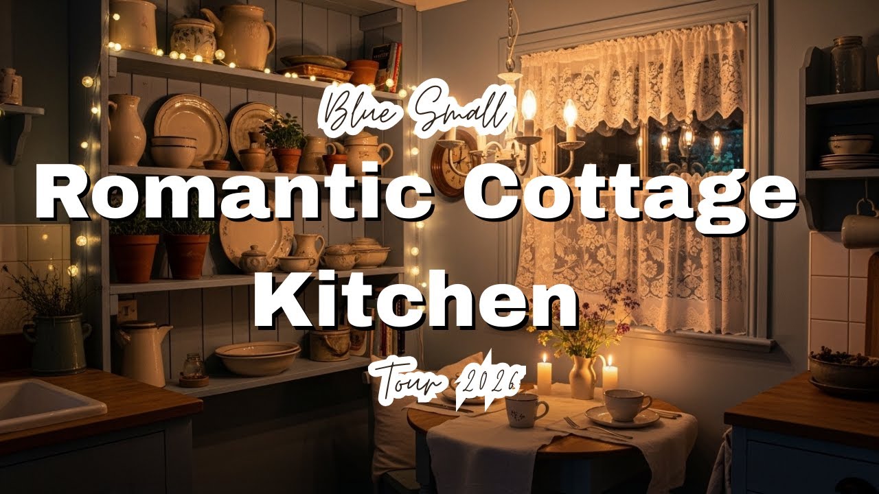 Vintage Shabby Chic Cottage Blue Kitchen  | Elegant Affordable Small Spaces