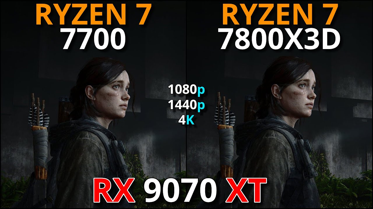 RYZEN 7 7700 vs RYZEN 7 7800X3D | RX 9070 XT | Test in 12 Games | 1080p - 1440p & 4K