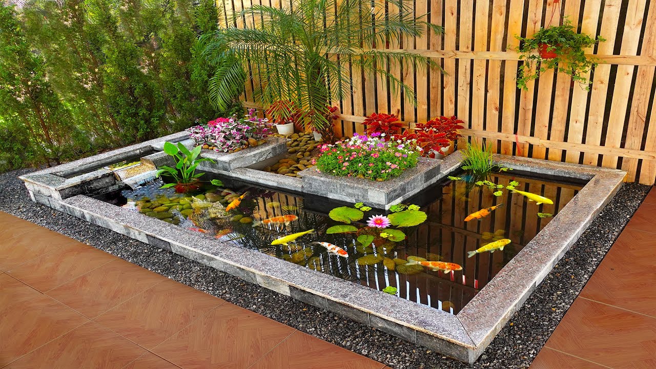 Amazing KOI aquarium! How to build it at home | Garden decor ideas