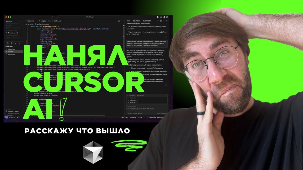 Нанял Cursor AI (how to и как за 20 минут написать первое приложение)