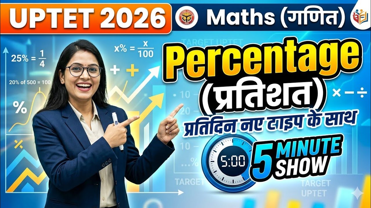 UPTET 2026 Maths | प्रतिशत (Percentage) | 5 Minute Show 🔥 | रोज़ नए सवाल | UPTET तैयार | Class 01 