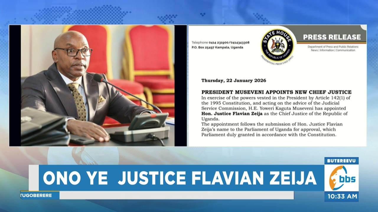 Pulezidenti Museveni Alonze Omulamuzi Flavian Zeija Okubeera Ssaabalamuzi wa Uganda. #bbskati