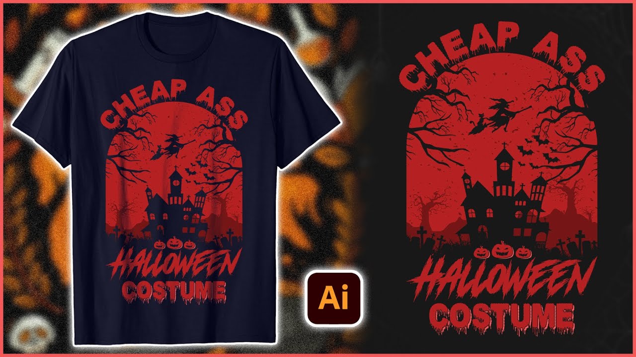 Custom Halloween T-shirt Design | Advanced T-shirt Design Tutorial in Illustrator | AH T-SHIRT