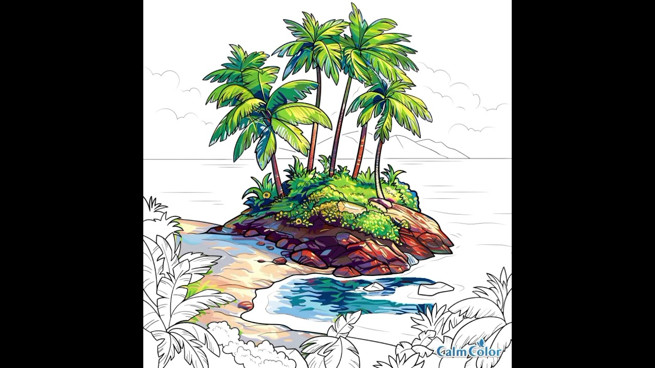 Calm Colour easy beautiful scenery🖌🎨#calmcolor #scenery #artgame #artist #beach #shorts #comment #❤️