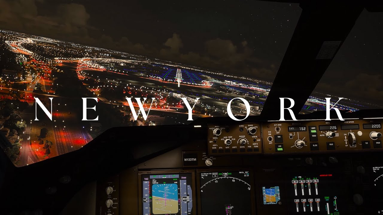4K 60fps | NEW YORK JFK Night Manual Landing Boeing B747 | Flight Simulator 2020 UHD