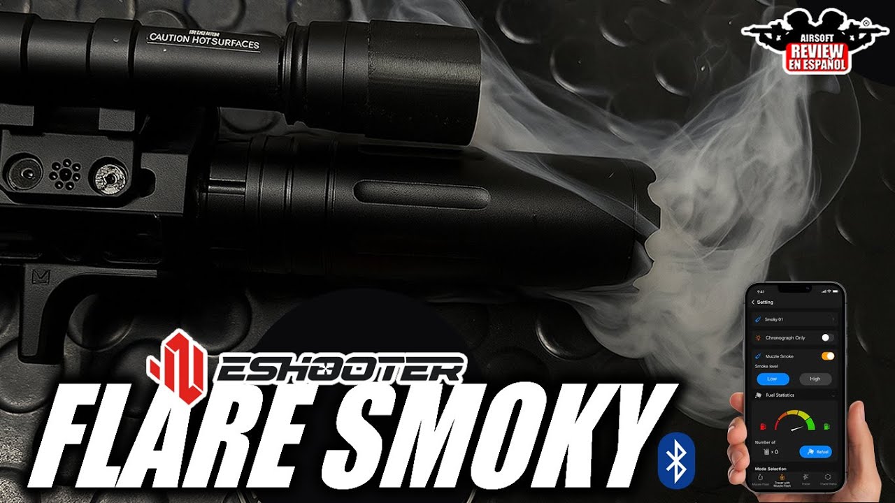 EL TRAZADOR MAS TOP! - Eshooter 💨 FLARE SMOKY BT Tracer Unit | Airsoft Review en Español