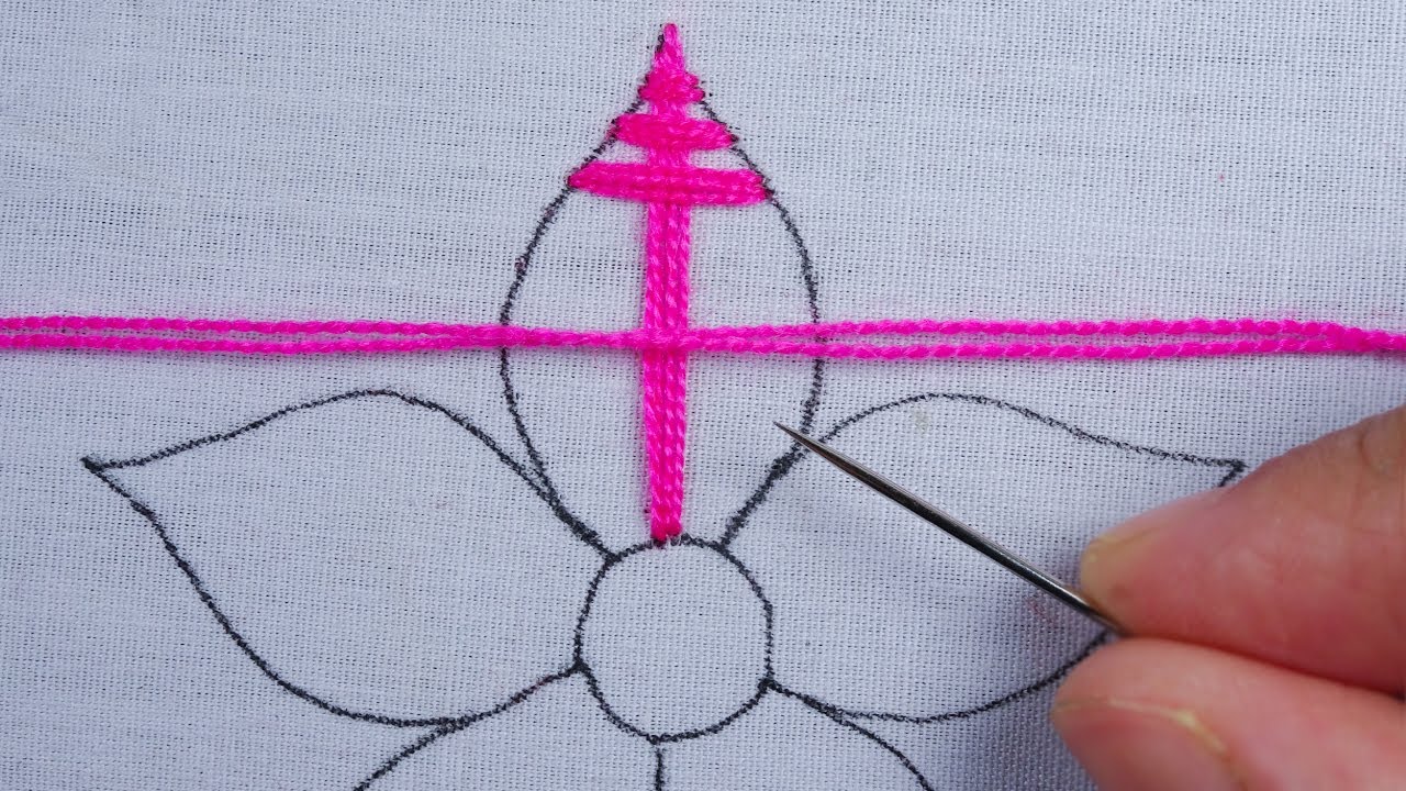 hand embroidery fantasia flower needle work design with easy following sewing stitch