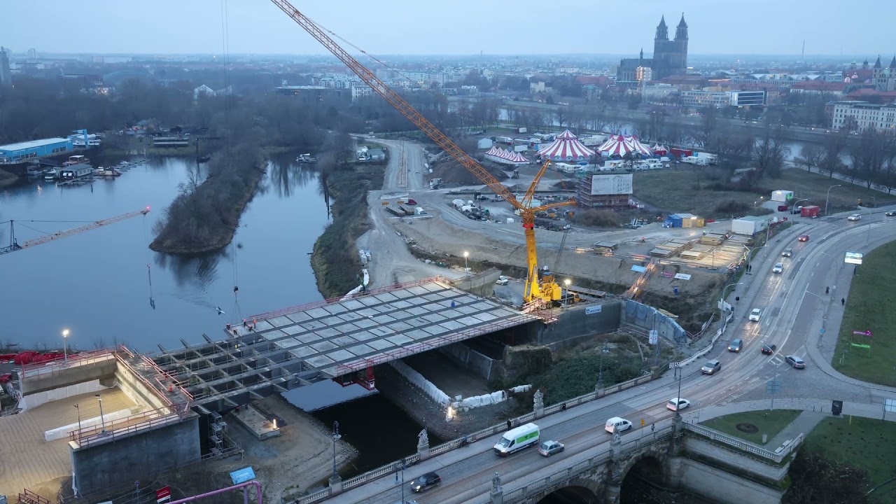 Königin-Editha-Brücke (neue Zollbrücke) Magdeburg - Filigranbeton 13.-15.Dezember 2021