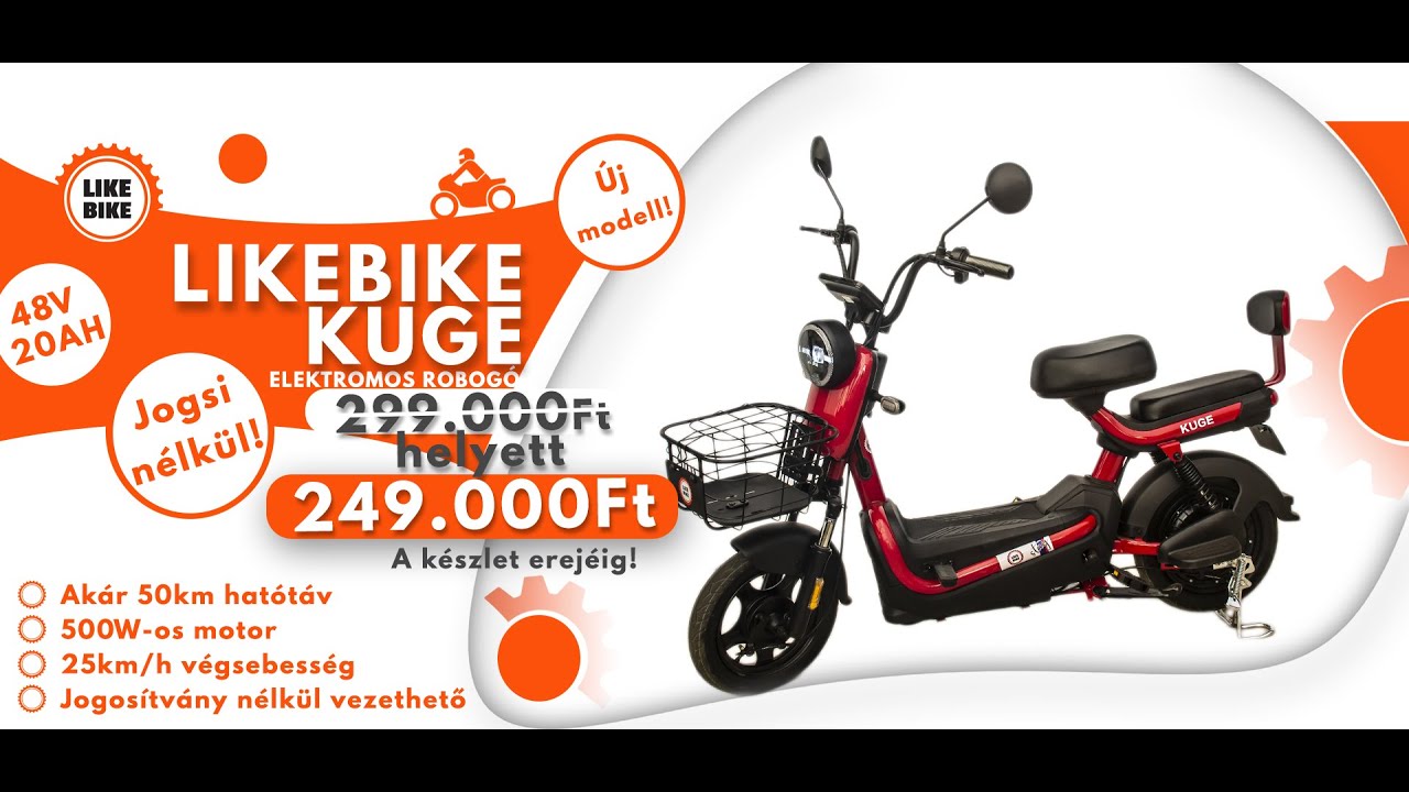 Imádni fogod! Likebike-Kuge jogosítvány nélkül vezethető elektromos robogó  25km/h végsebességgel.