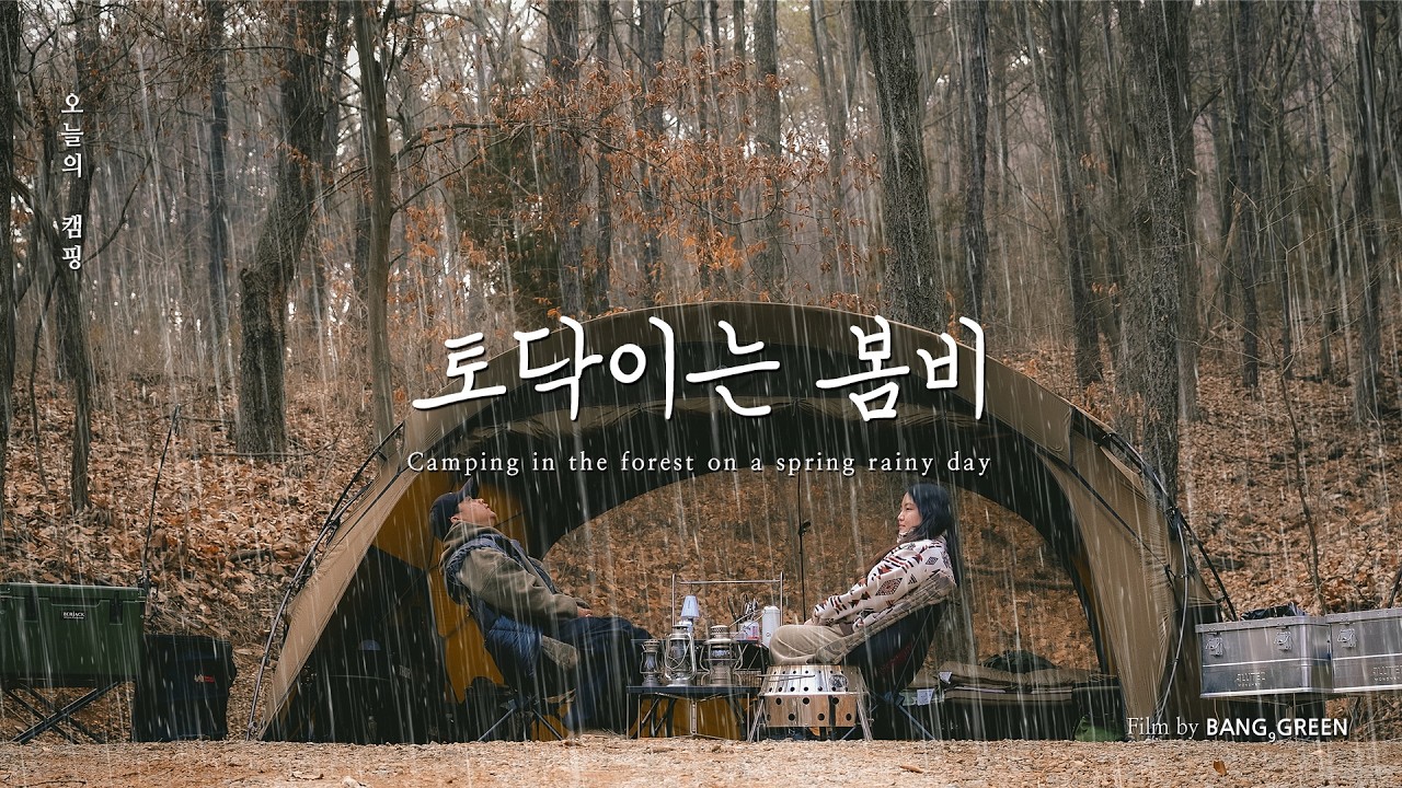 토닥토닥 비 내리는 봄, 숲속 우중캠핑 │ 빗소리 들리는 나만의 포장마차 │ 미니멀웍스 아고라 쉘터 │ 4K CAMPING VLOG
