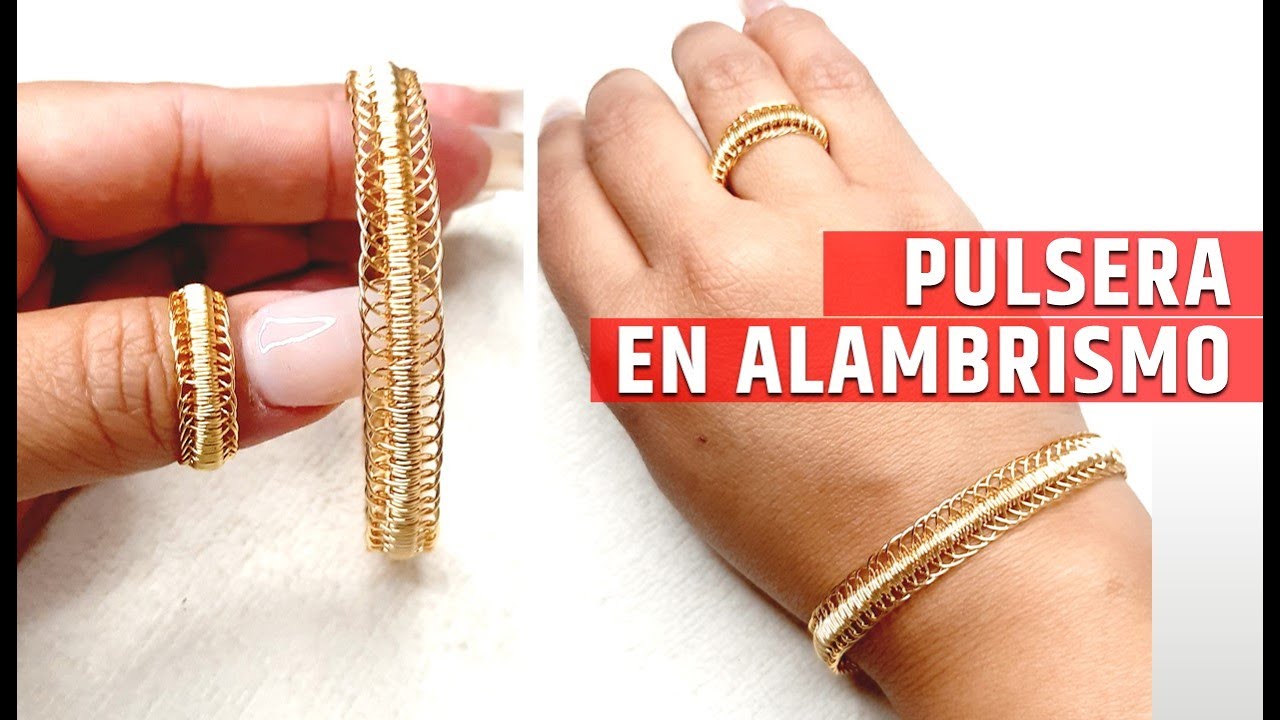 PULSERA TEJIDA EN ALAMBRISMO (PASO A PASO) /MACRAME CON ALAMBRE (BISUTERIA CON ALAMBRE) DIY JOYERIA
