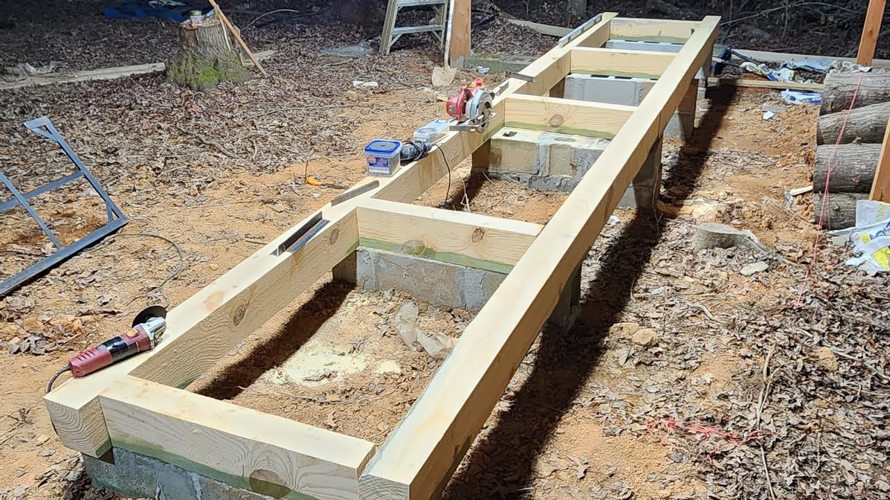 part 3, footers, block, and beams for my bandsaw mill base.