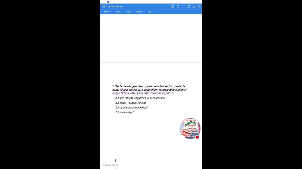 BAĞÇA MİQ 2023.İmtahanda əsas nəyə diqqət etməliyik? Məktəbəqədər hazırlıq/ Nuranə Ziyadova