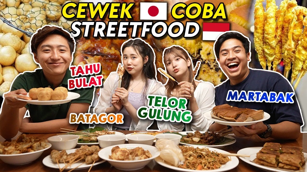 REAKSI HITOMI RACHEL MUKBANG STREETFOOD INDONESIA! (MARTABAK, SATE, BATAGOR, DLL)