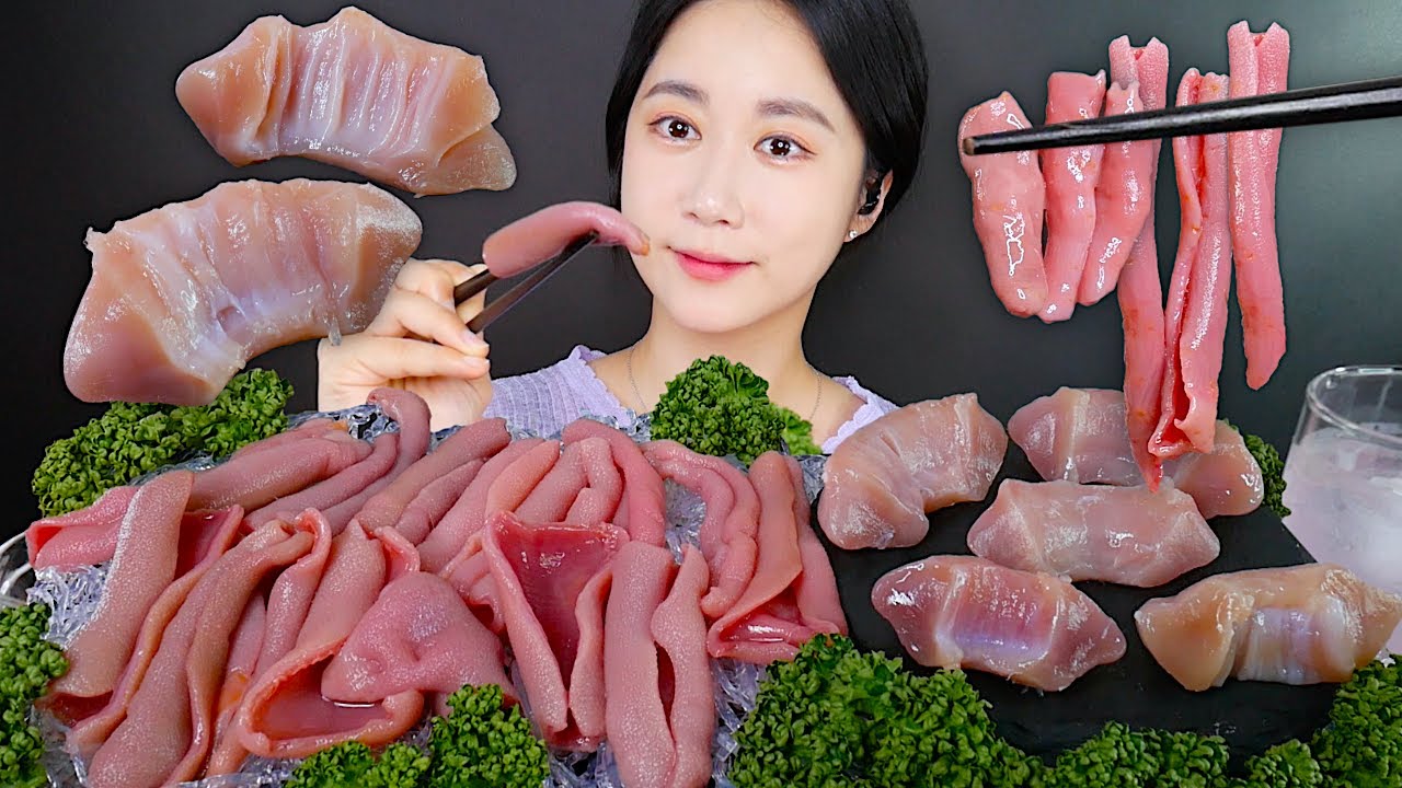 ASMR MUKBANG | Ложка Червь + Желудок Кефали💕 * Рыба-Пенис | eating