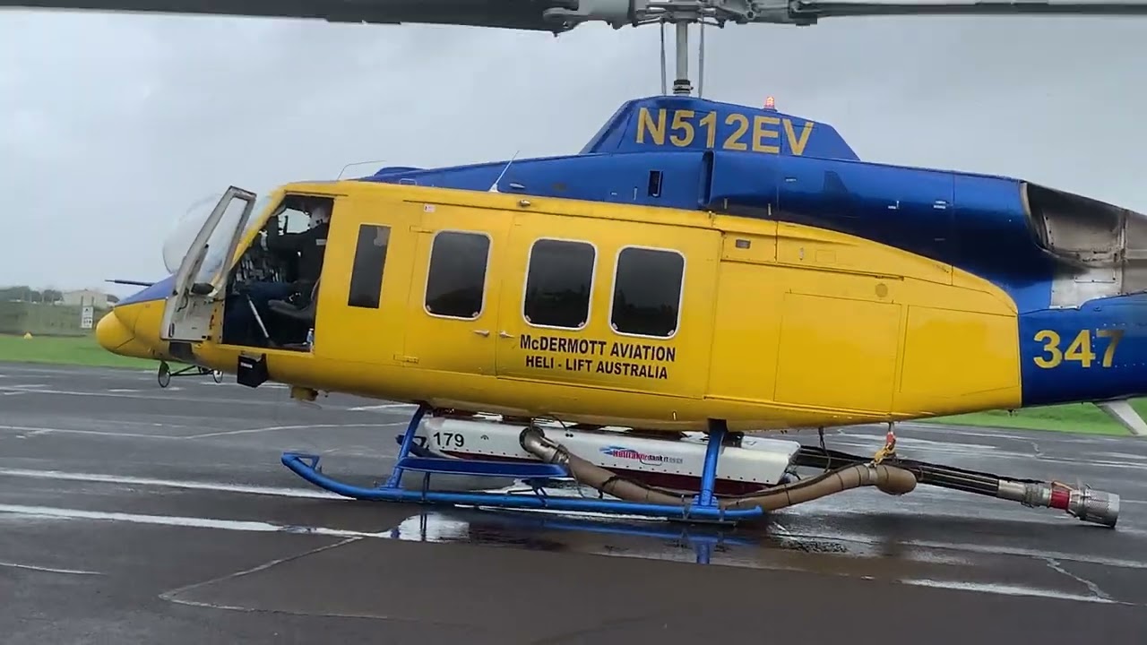 McDermott Aviation Bell412ST take off at Lismore airport