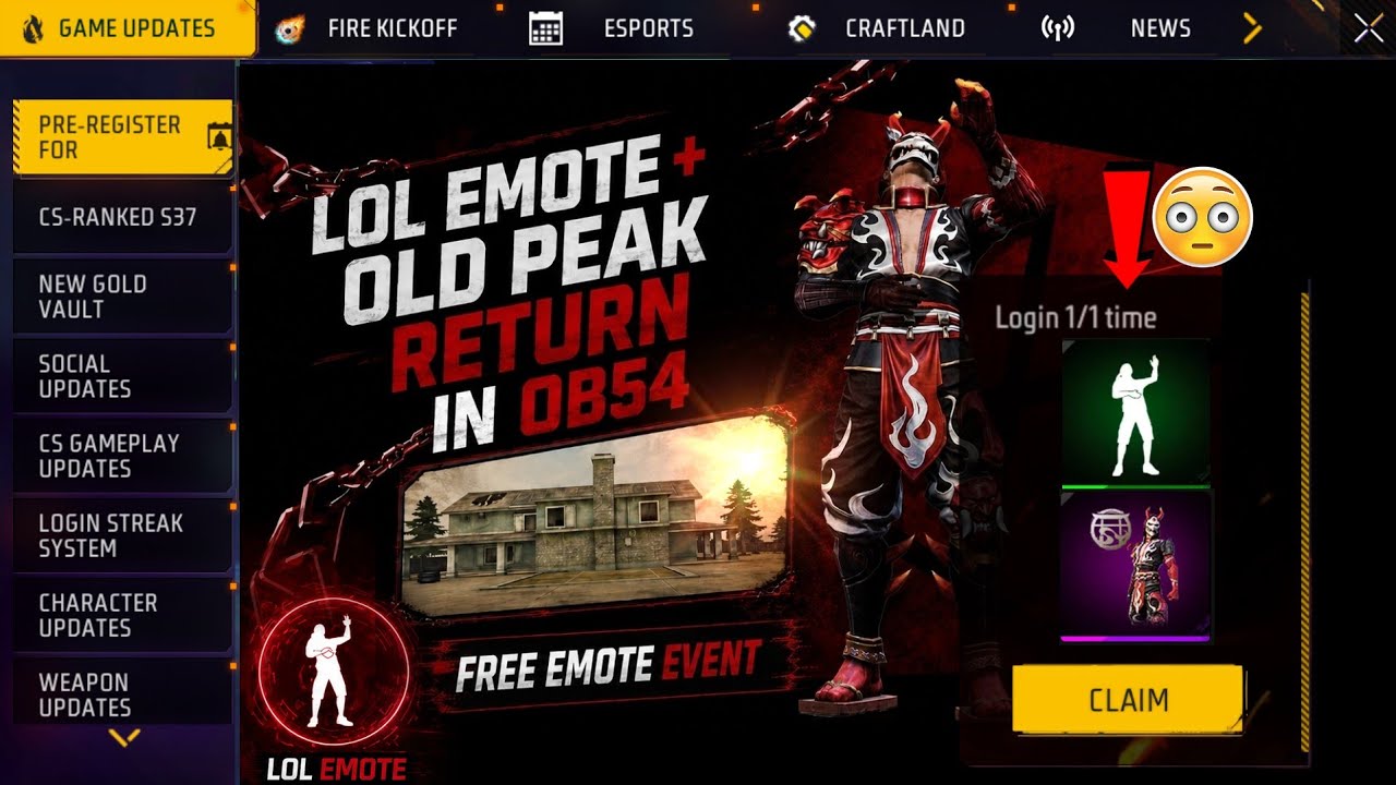 CLAIM LOL EMOTE + OLD PEAK RETURN 🔥 -para SAMSUNG,A3,A5,A6,A7,J2,J5,J7,S5,S6,S7,S9,A10,A20,A30,A50
