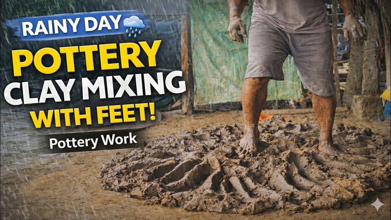 Relaxing Pottery Prep: Preparing Clay in Rainy Season 🌧️🏺