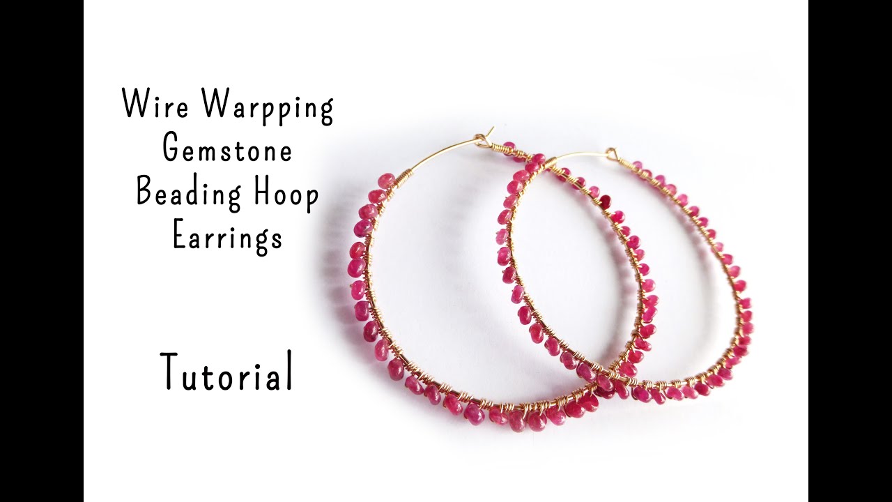 Gemstone Wire Wrapped Hoop Earrings Tutorial by Mbeadstore