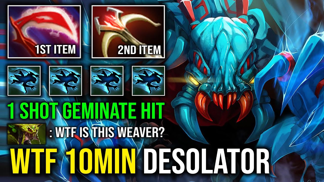 WTF 10MIN DESOLATOR 1 Shot Geminate Attack Solo Mid Weaver Annoying Shukuchi Dota 2