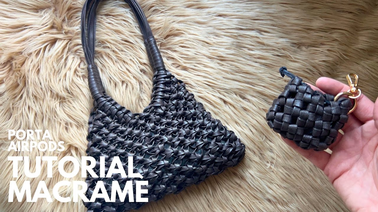 Tutorial porta AIRPODS in macramè- nodo corona  #macrame