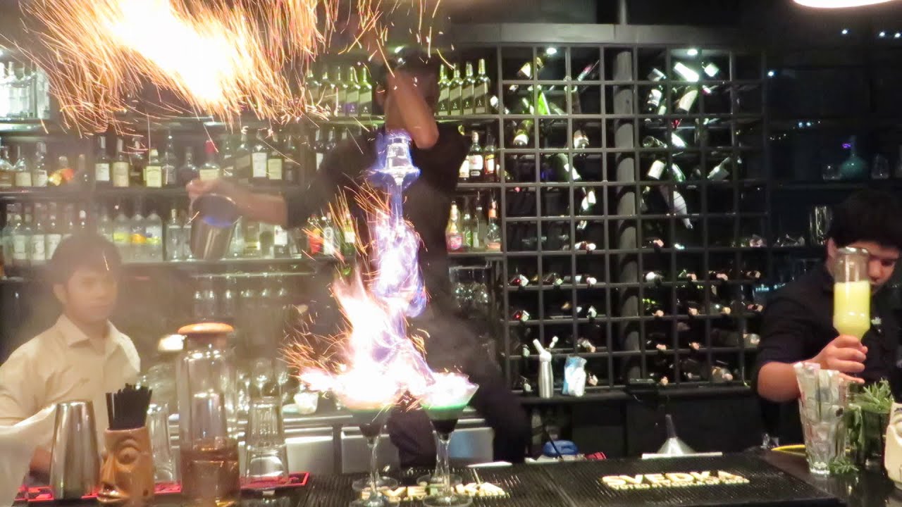The Myst Bangkok lamborghini cocktail. Amazing Thai bartender. Thailand. My video Luca Finale.