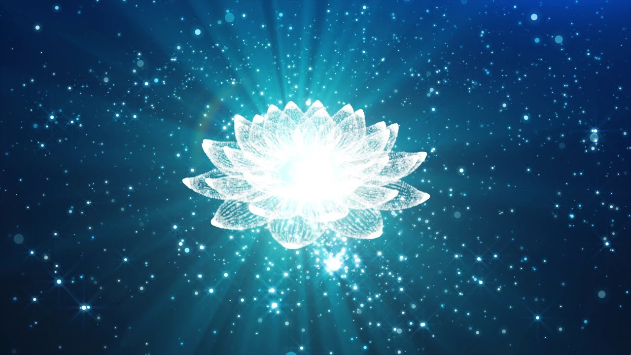 4K Glitter Space and Lotus - Moving Background for Spiritual Video Edits - Space Live Wallpaper