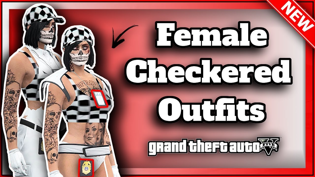 GTA5 I *NEW* 2 FEMALE Checkerboard MODDED Outfits! (TRANSFER + MERGE) 1.46!