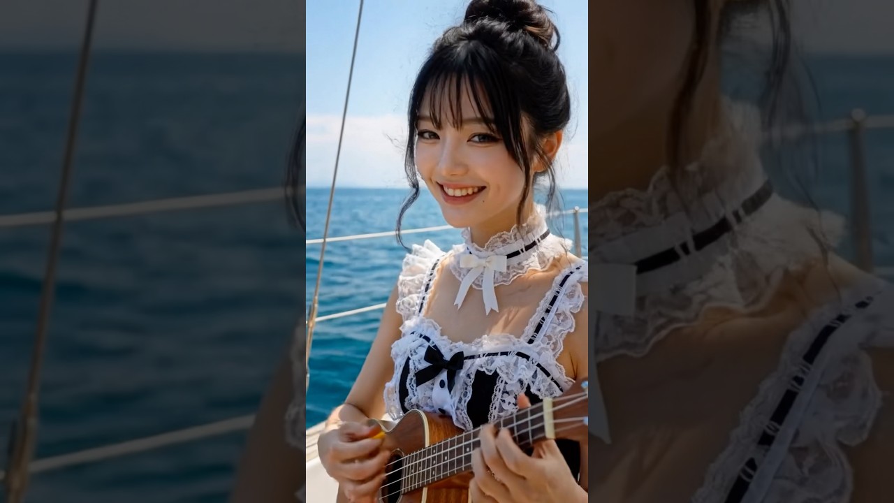 Cute Maid Ukulele Solo on the Sea – PopLiza
