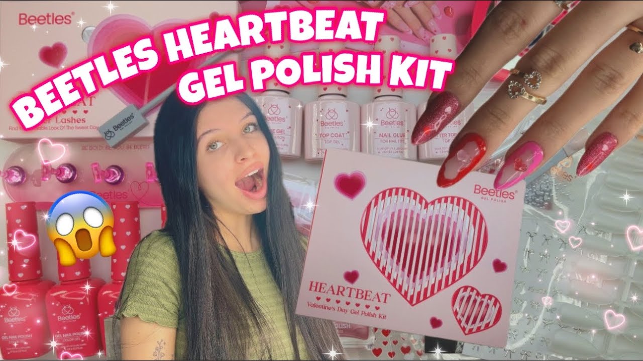 TRYING BEETLES HEARTBEAT VALENTINE’S DAY GEL POLISH NAIL KIT FROM AMAZON | FULL COVER GEL EXTENSIONS