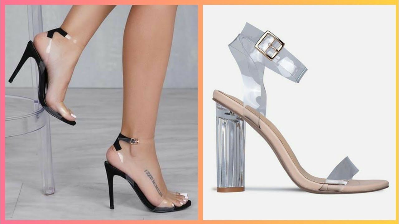 transparent glass jelly sandals shoes open toed high heel