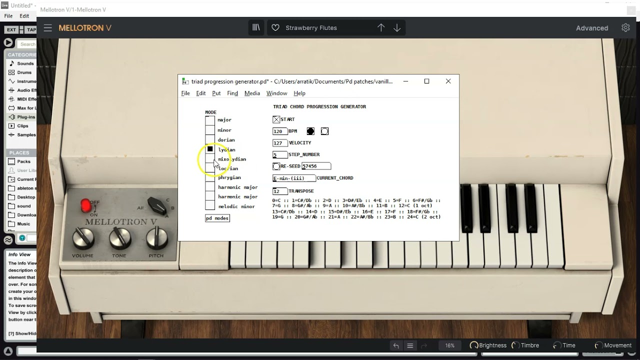 Pure Data chord progression generator demo