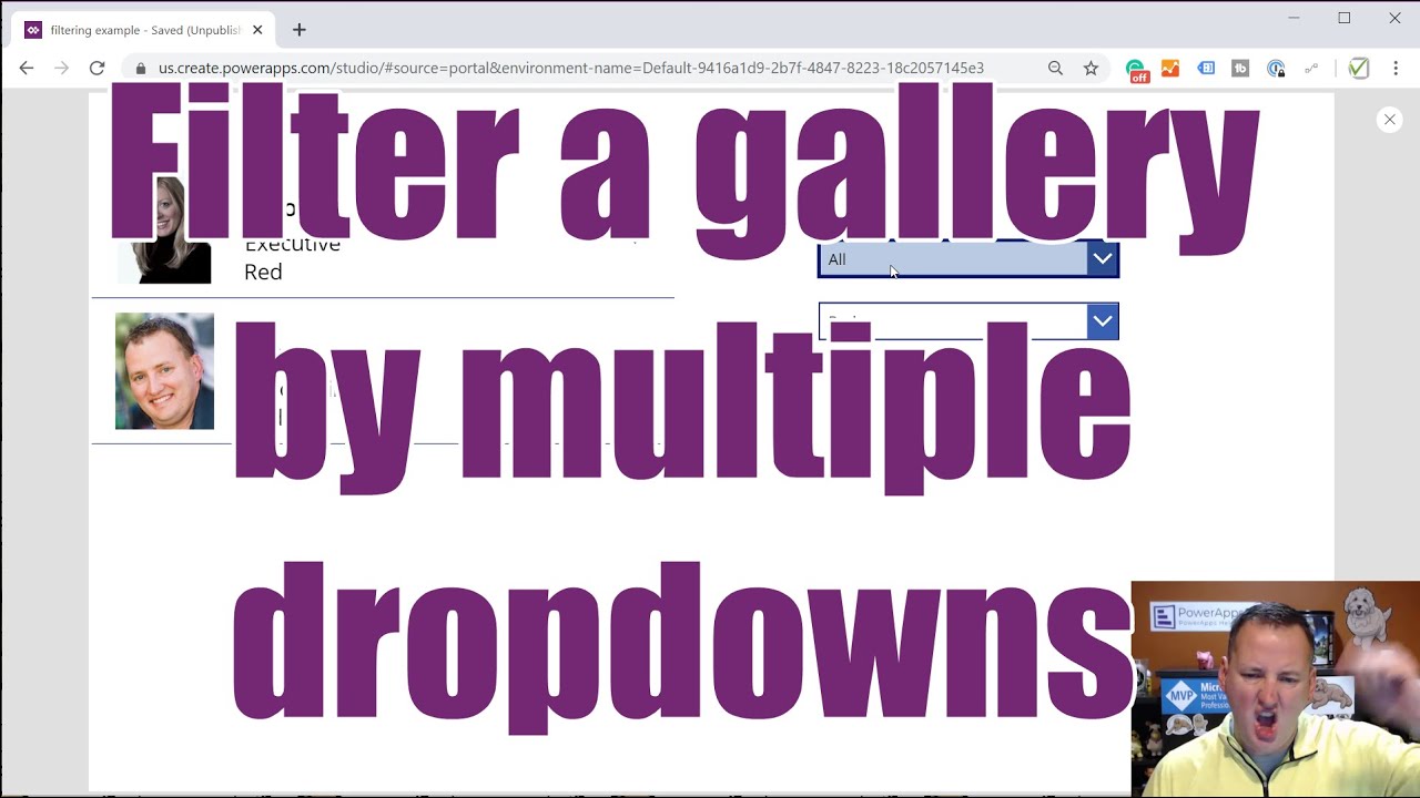 PowerApps filter gallery by dropdown