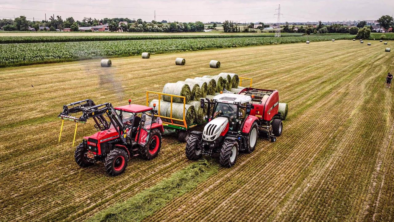Sianokiszonka 2021 w Gr. Frątczak | Steyr 6145 Case RB455 | Ursus 1614