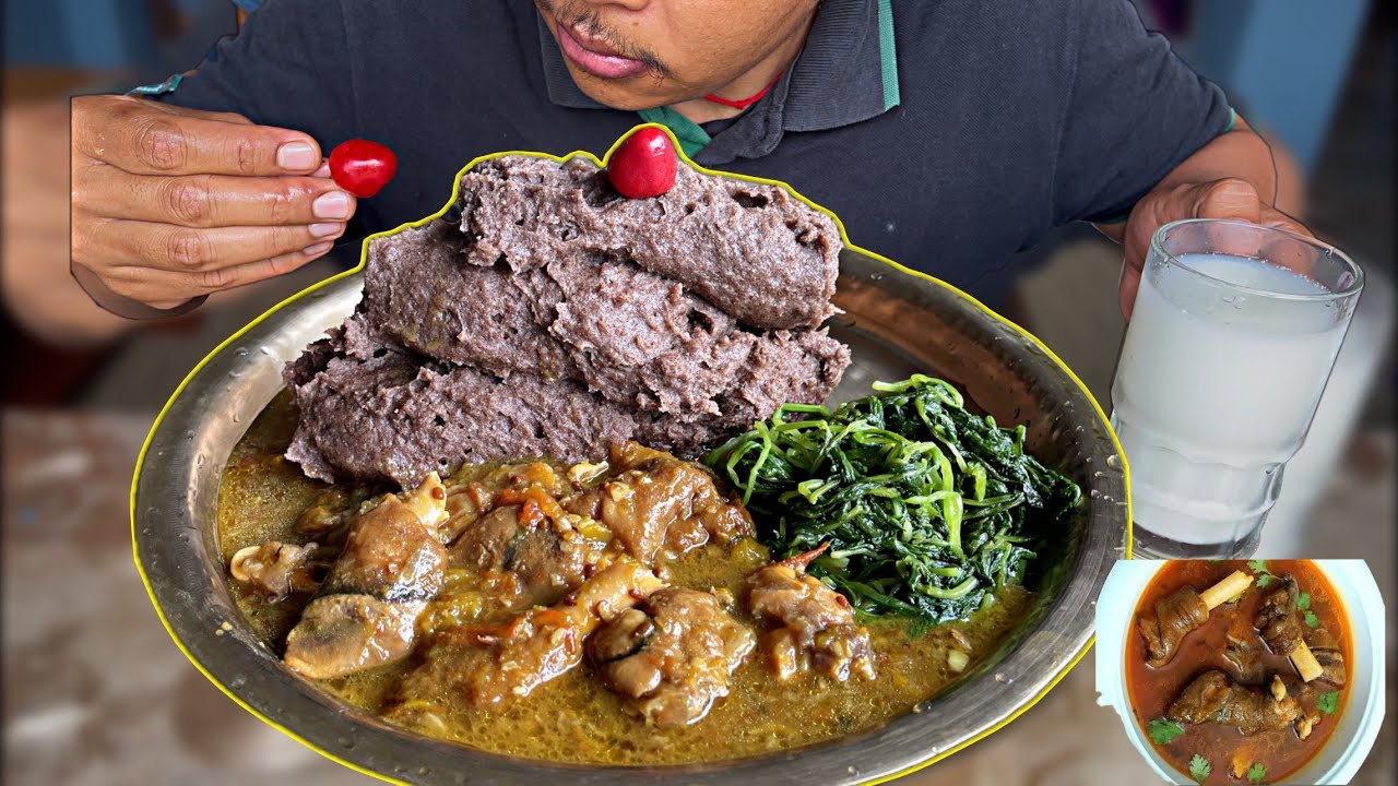 Mutton Leg Curry + Saag with Dhido | BIG BITE