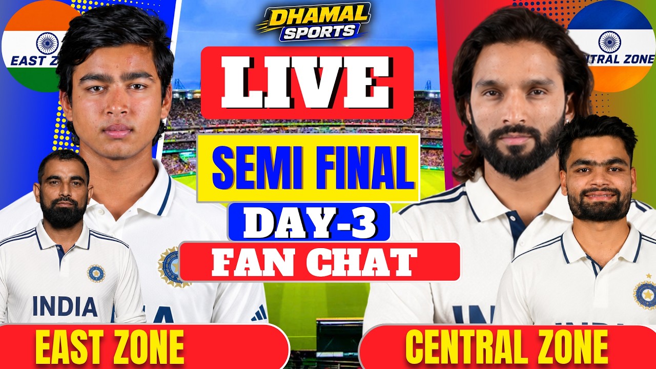 🔴CZONE vs EZONE 1st Semi-Final day 3 | Duleep Trophy 2026| vaibhav batting today