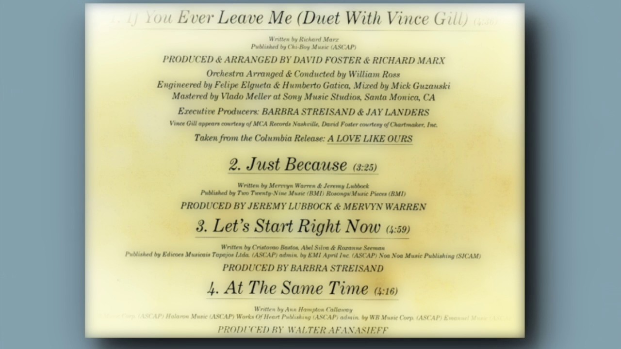 STREISAND - "LET'S START RIGHT NOW" - SINGLE 1999