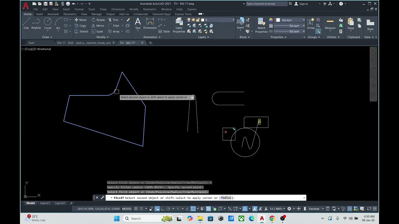 Làm Chủ AutoCAD 2D | Bài 17 Lệnh ALIGN – EXTEND – FILLET – CHAMFER – BREAK – JOIN trong AutoCAD