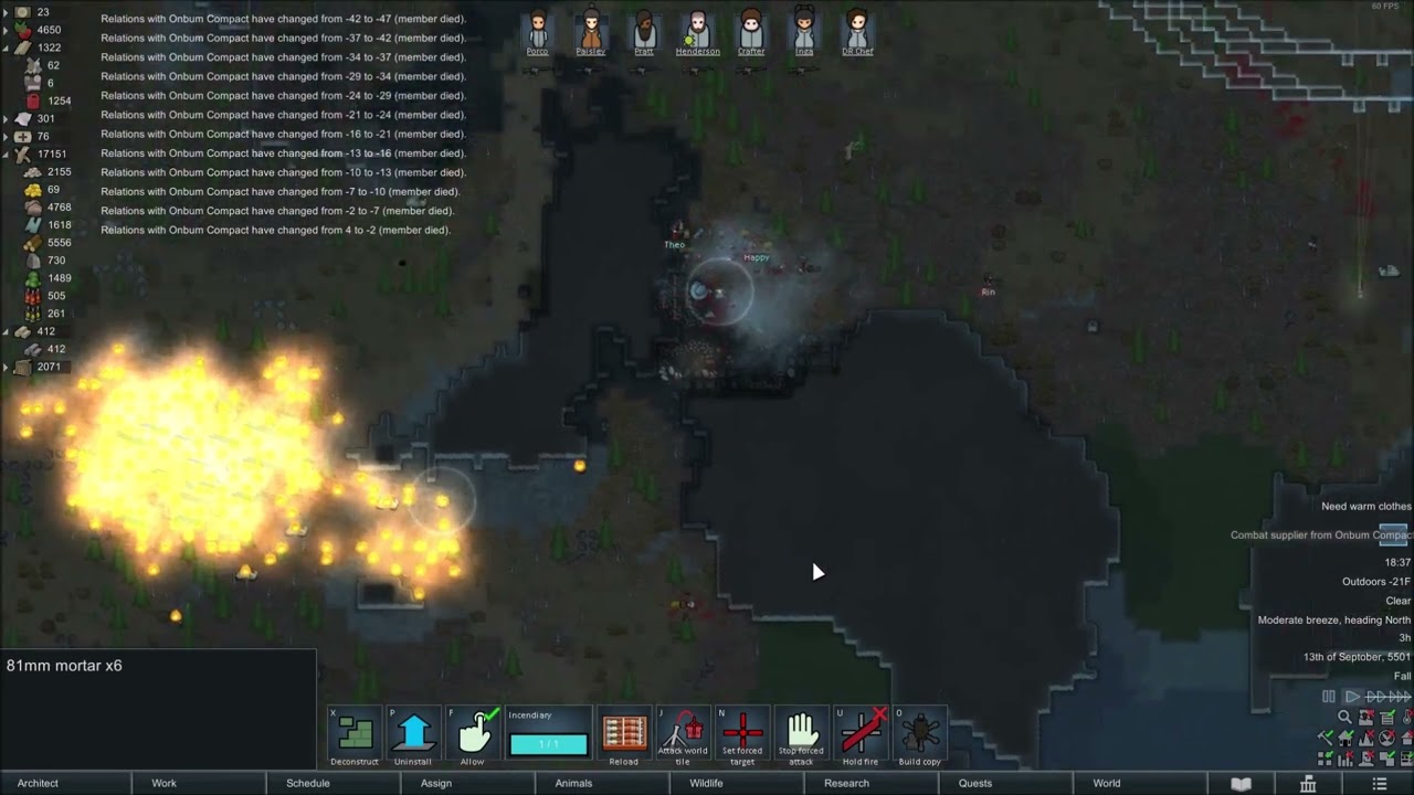 Rimworld - Using fire to repel Mech Invasion