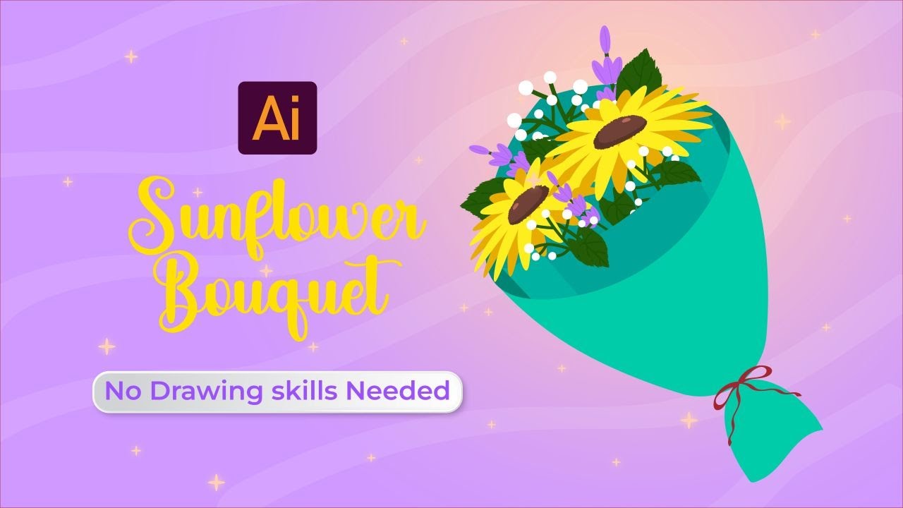 How I draw sunflower bouquet in Adobe Illustrator.