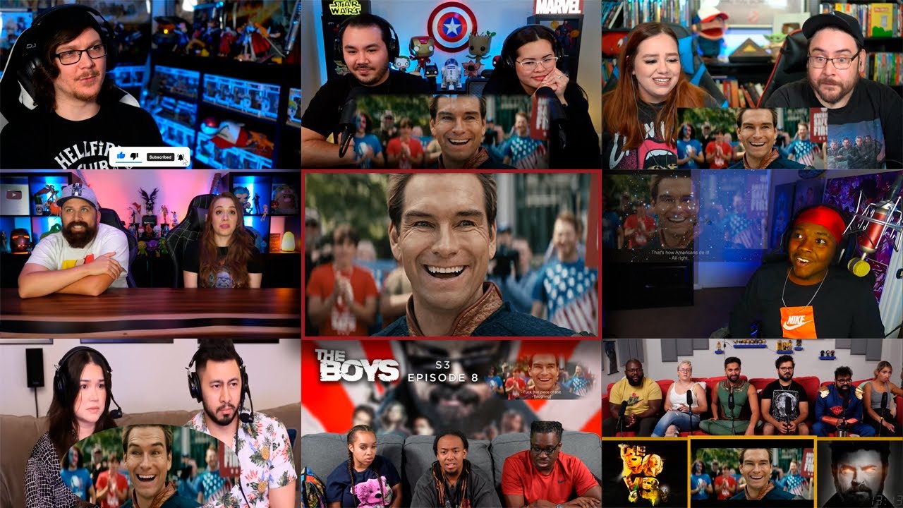 YOUTUBERS REACT TO THE FINAL SCENE OF THE BOYS (HOMELANDER KILLS CIVILIAN) |  3x8 React Compilation
