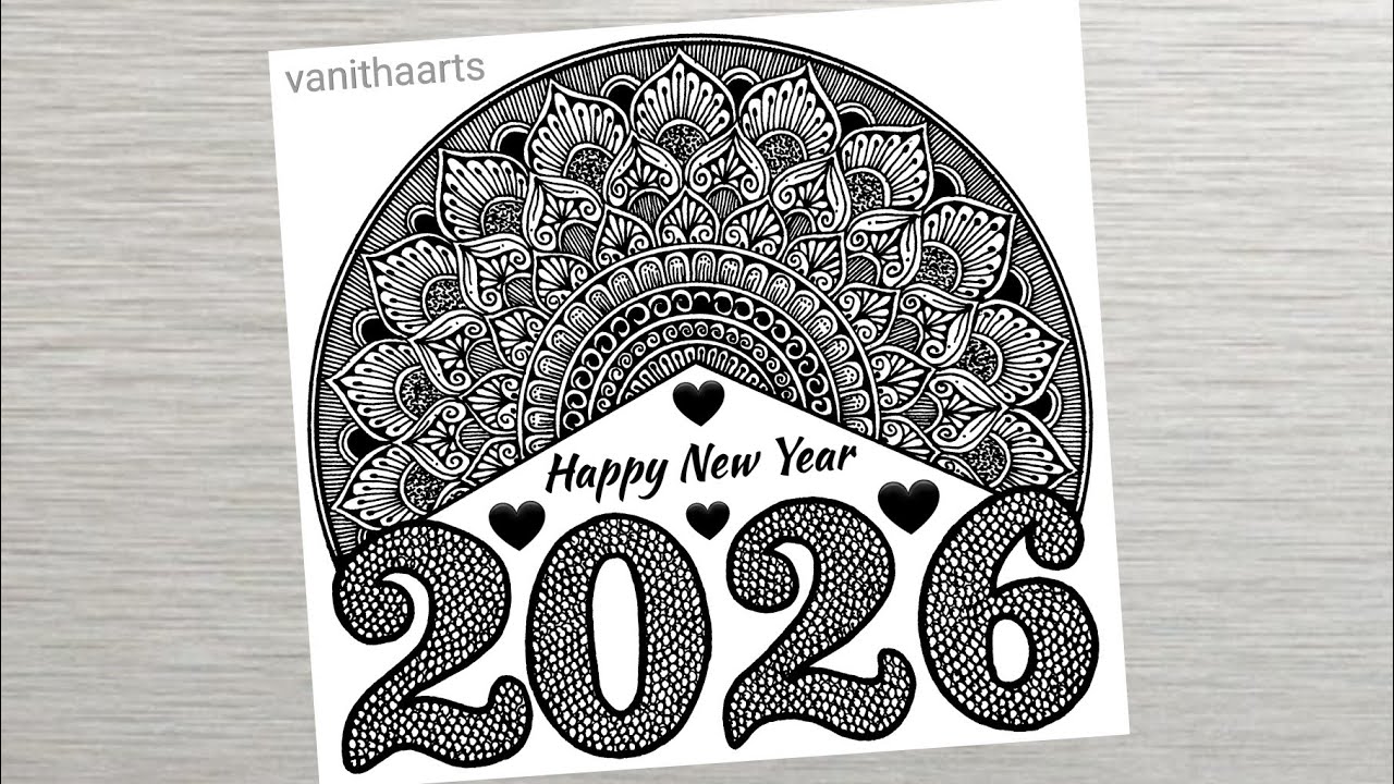 Happy New Year 2026 Mandala Art | How to draw mandala for beginners #happynewyear #vanithaarts