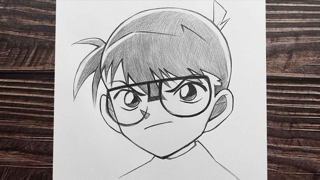 Easy anime sketch | how to draw Conan - [Case Closed] | anime boy drawing step by step for beginners