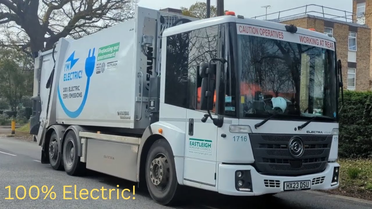 100% Electric Electra E Star Bin Lorry Collecting General Waste In Eastleigh!