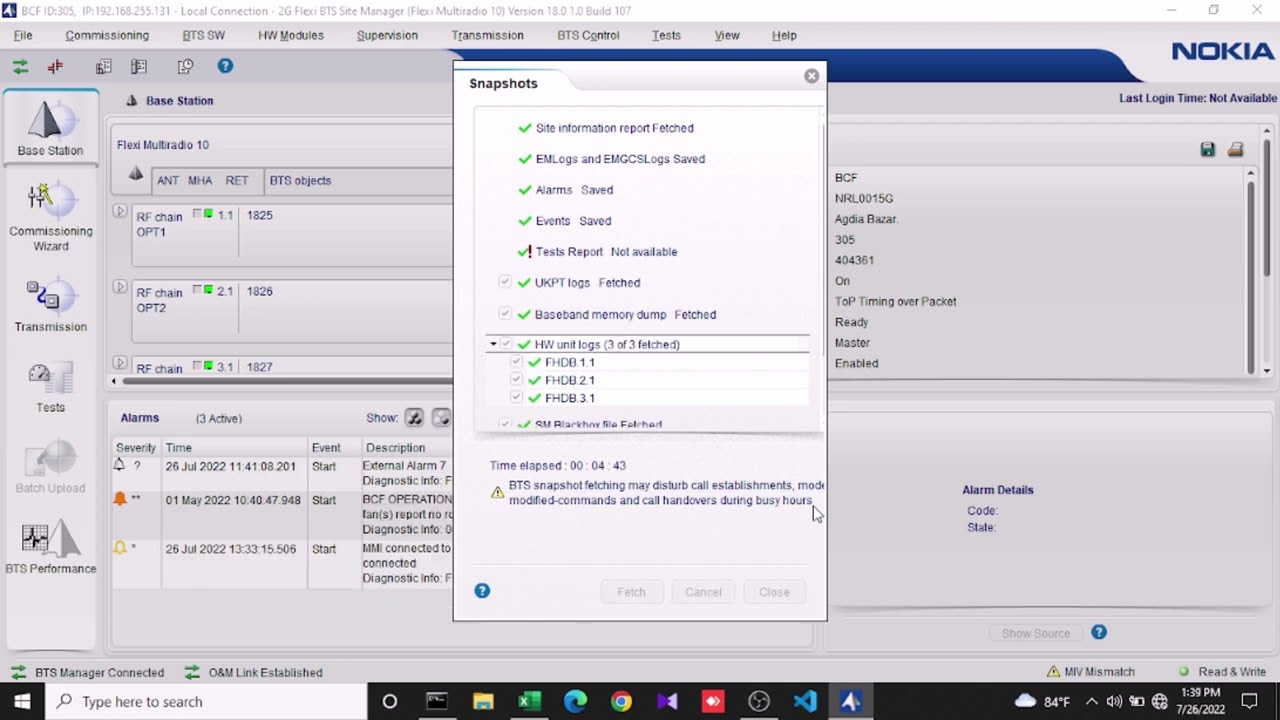 Nokia flexi bts information || How to Login Nokia 2G flexi bts || Collect snapshots and scf file