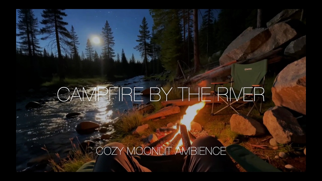 Campfire by Moonlit River 🔥🌙 | 4 Hours Cozy Night Ambience for Sleep