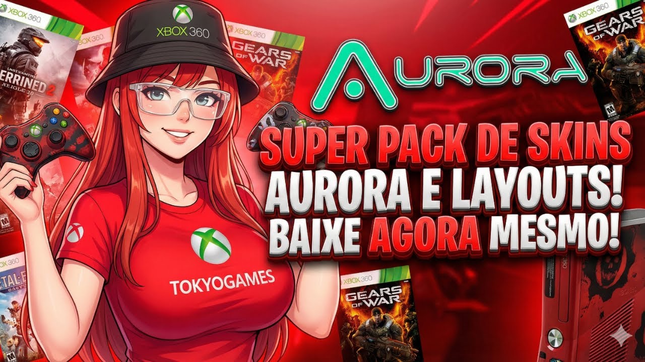 SUPER PACK DE SKINS AURORA E LAYOUTS PARA XBOX 360 RGH!!! É MUITA SKINNN!! VEM! 😍😍🎮